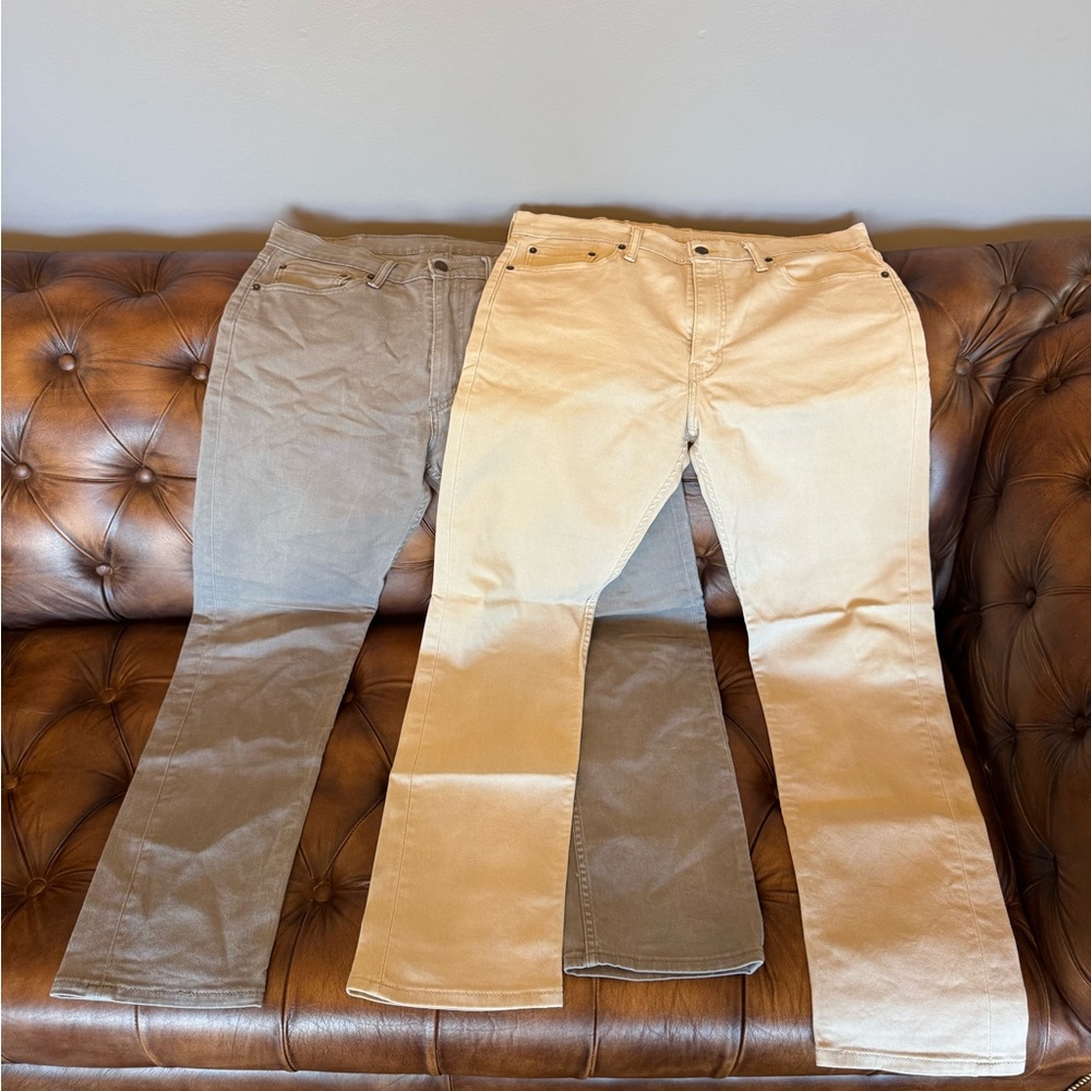 2 pair Levi's 513 Jeans tan & gray
